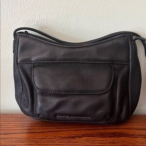 Stone Mountain Black Leather Shoulder or crossbody bag.